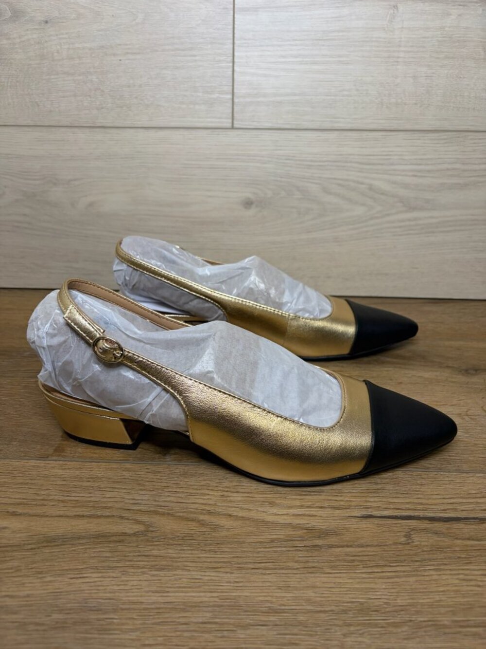 Naturalizer Banks Slingback Pumps Drak Gold Leather Size 10M